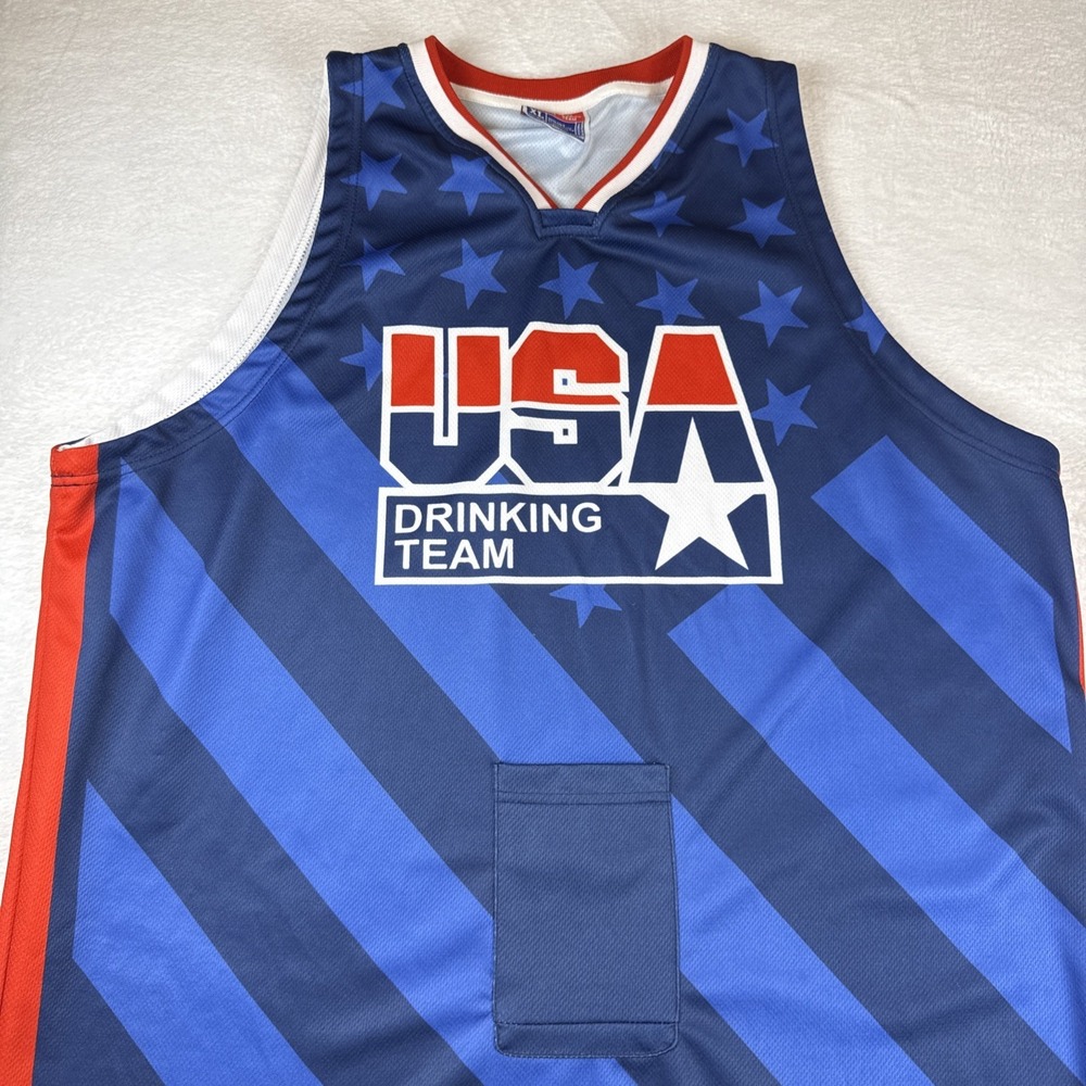 Team USA Drinking Team Jersey Size XL Red, White And Blue